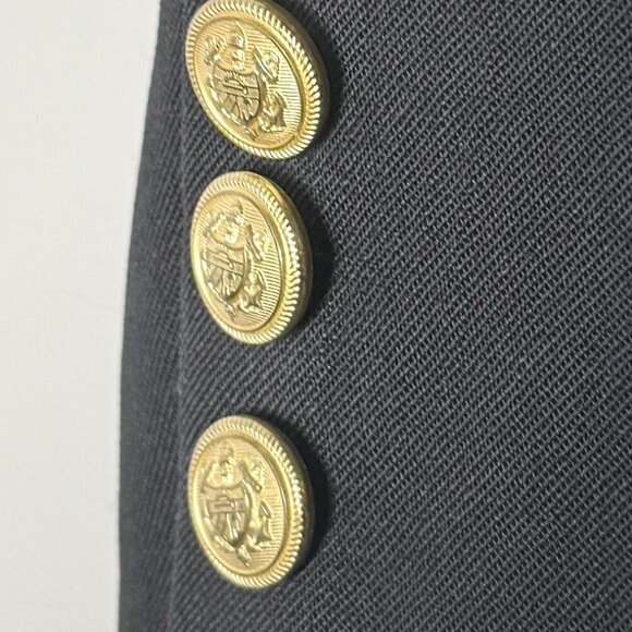 Bowdon Wool Double Breasted Blazer Women's Black Size 6 Brass Colored Buttons - Picture 7 of 10